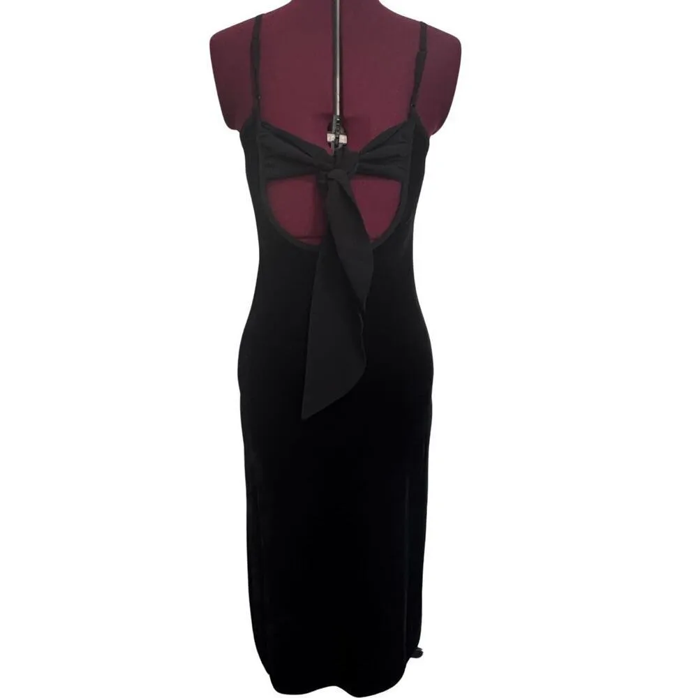 BAND OF THE FREE Girl Crush Stretch Velvet Midi Slip Dress Black NWT Small - Image 10