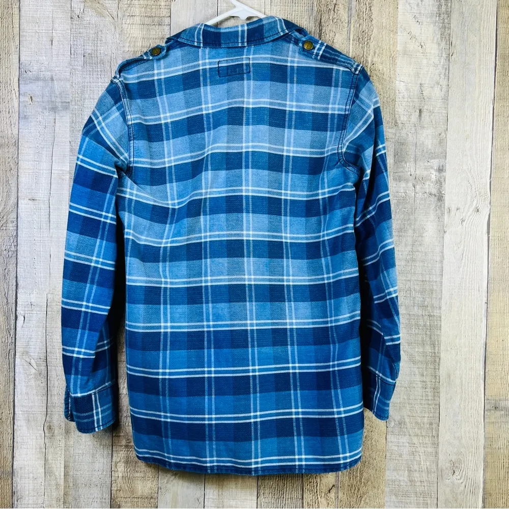 Current Elliott Size 1 Plaid Blue & White Long Sleeve Collared Button Sh… - Image 2