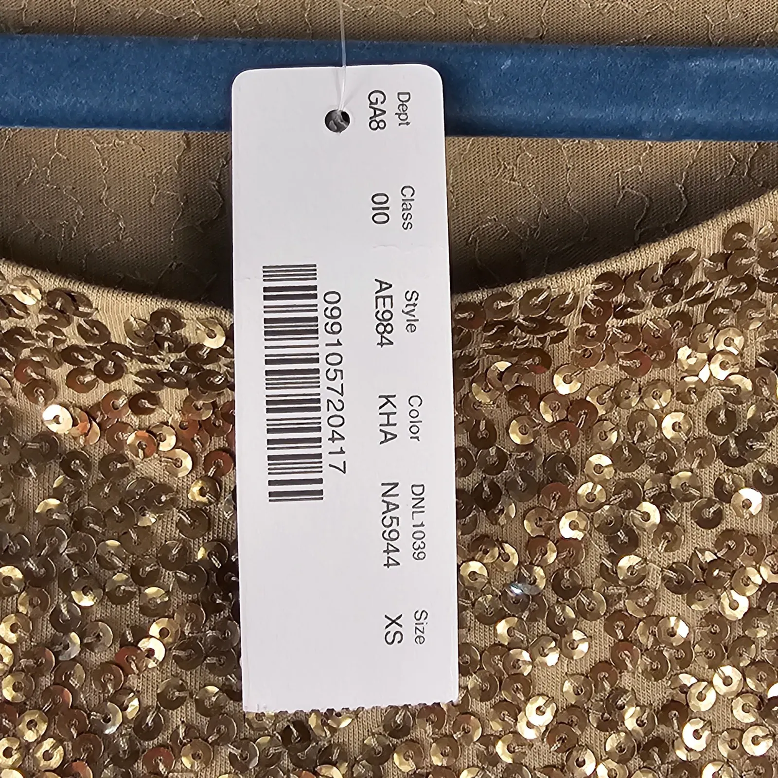 NWT J Crew‎ Womens Khaki Sequined 3/4 Sleeve Boatneck Shirt Top XS Tan - Image 4