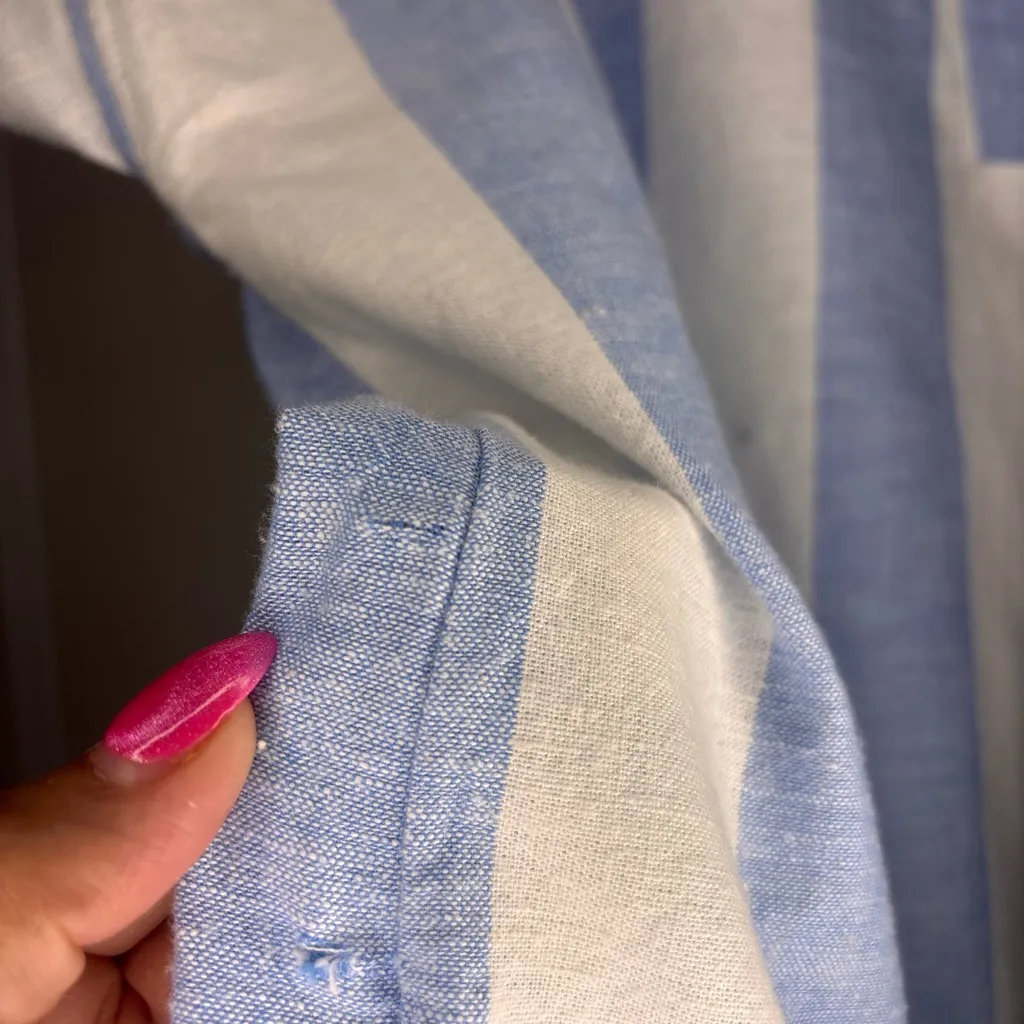 Blue and White Striped Beach Lunch Lounge Dress Size L - Image 6