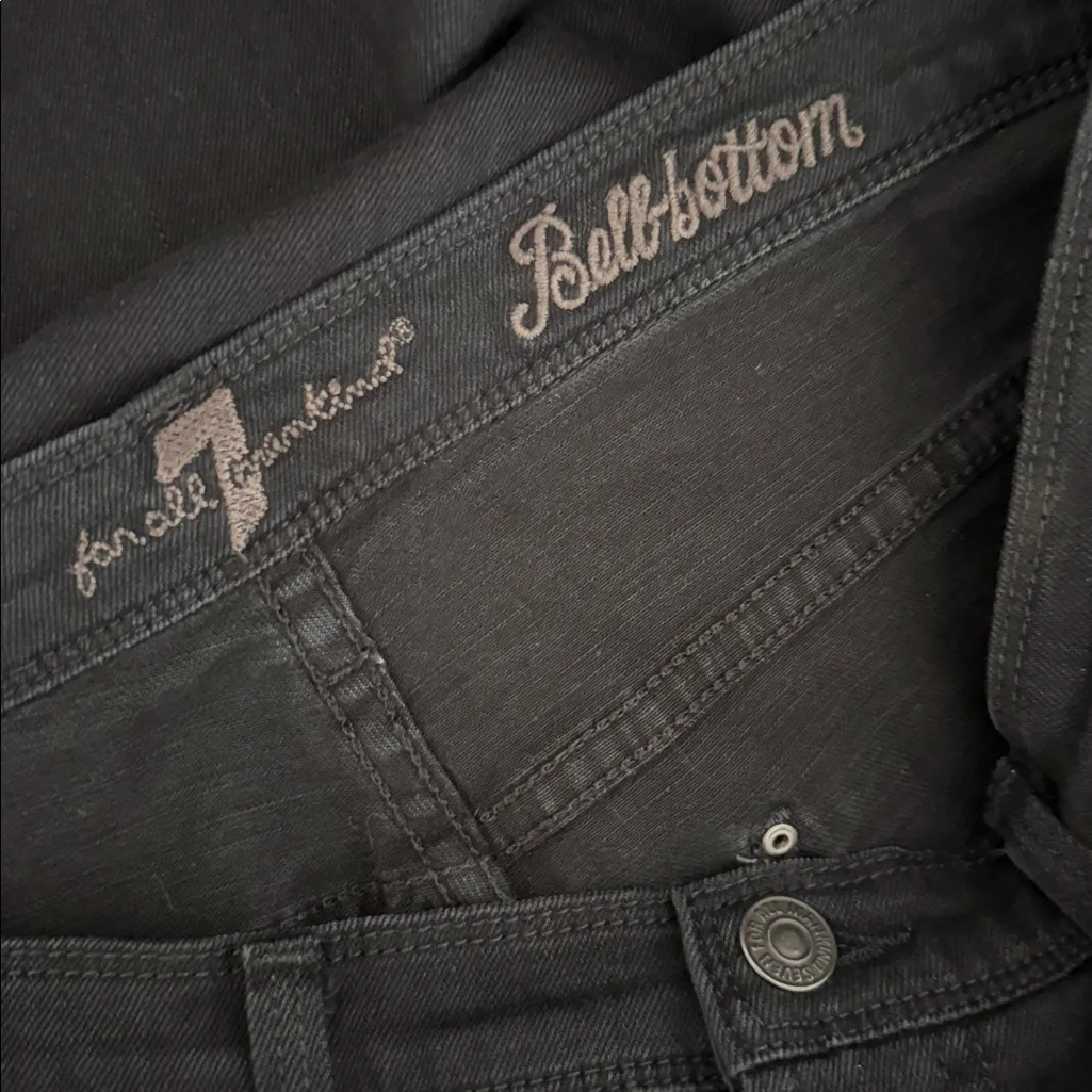 7 For All Mankind Bellbottom Black Flare Jeans - Image 11