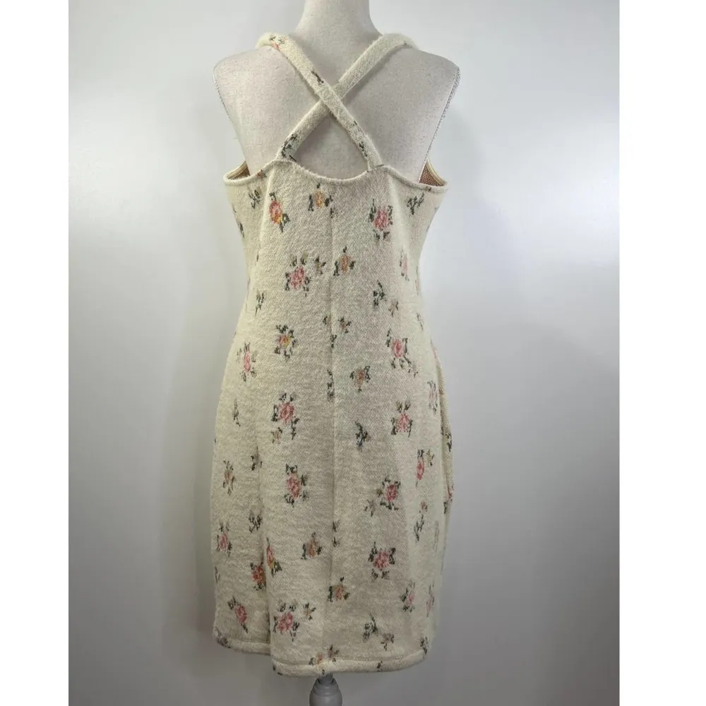 Anthropologie Daily Practice Floral Printed Sweater Dress Set Fuzzy Ivory - Image 8