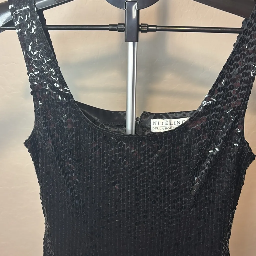 Niteline Black Sequin Mini Dress Size 12 - Image 3