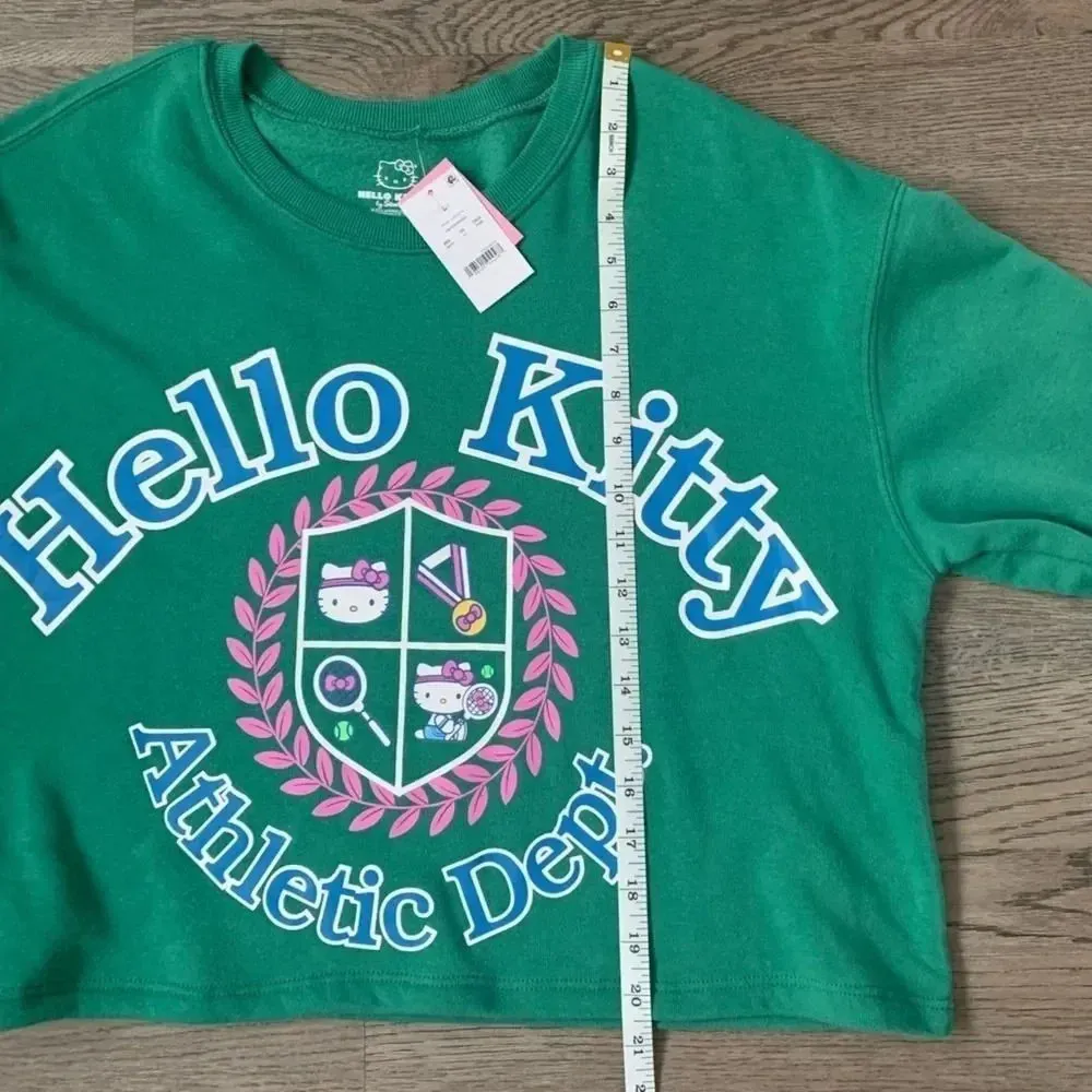 Hello Kitty Athletic Dept. Graphic Sweatshirt - Size L - Green - NWT - Image 8