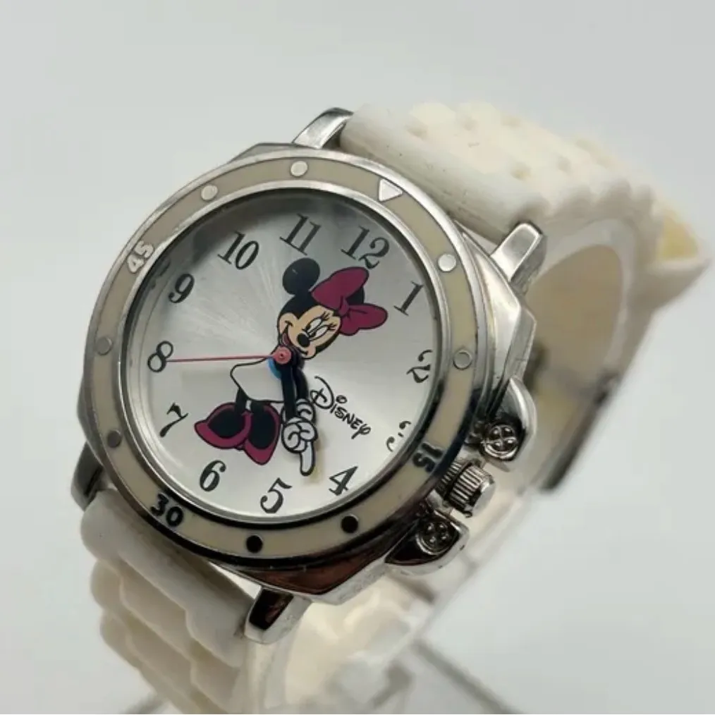 Disney Minnie Mouse White Silicone Band Silver face watch girl women’s Y2K - Image 4