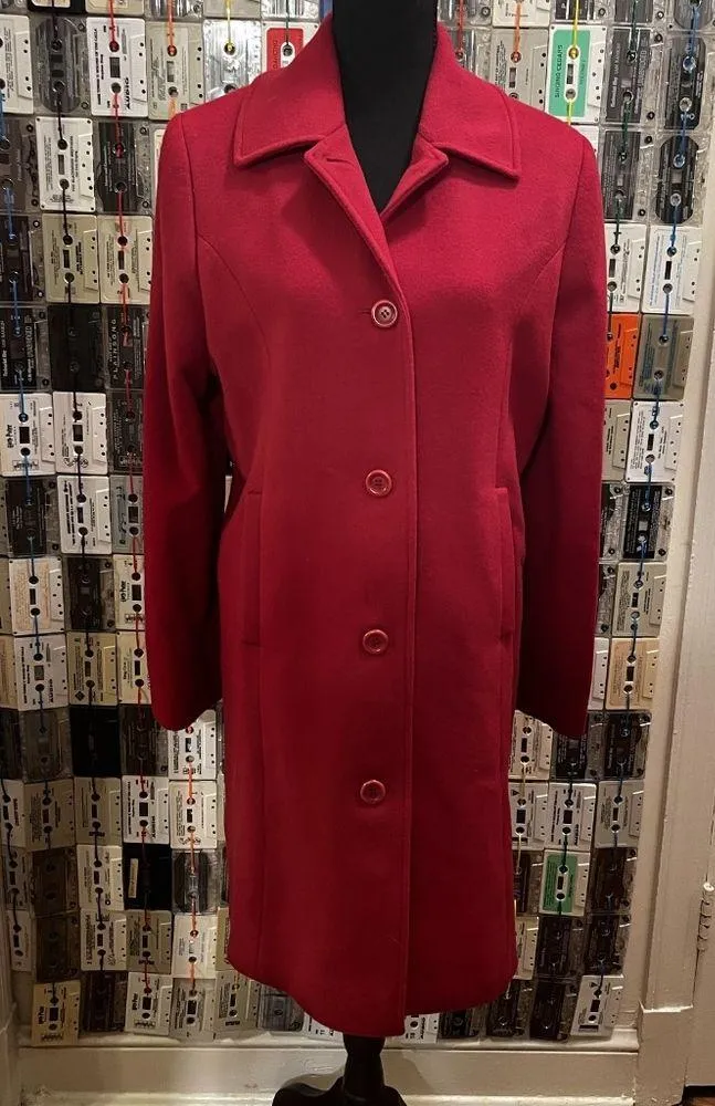 VTG Red Dress Coat Size 10 - Image 4