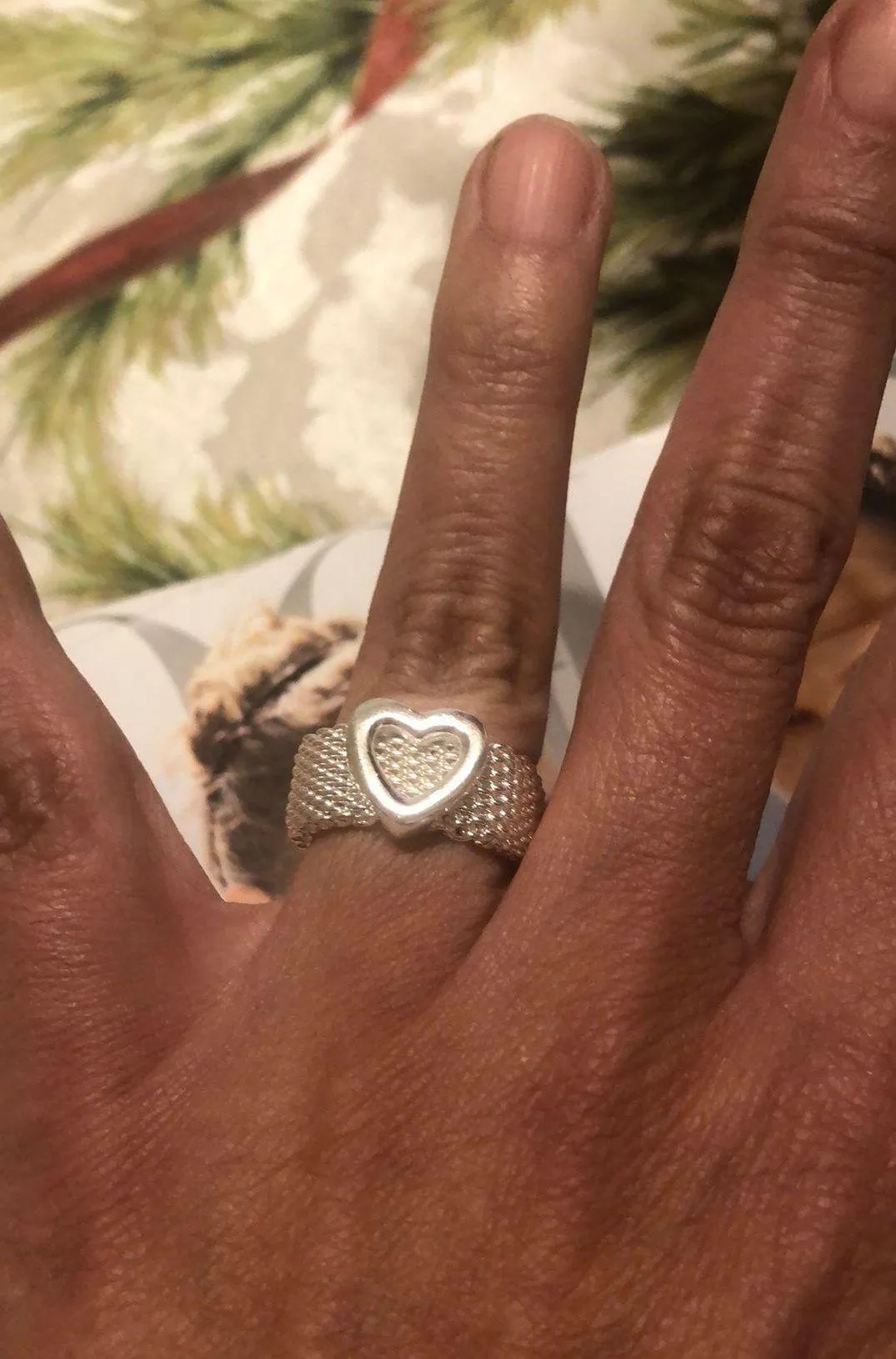 Sterling Silver Heart Mesh Heart Ring - Image 3