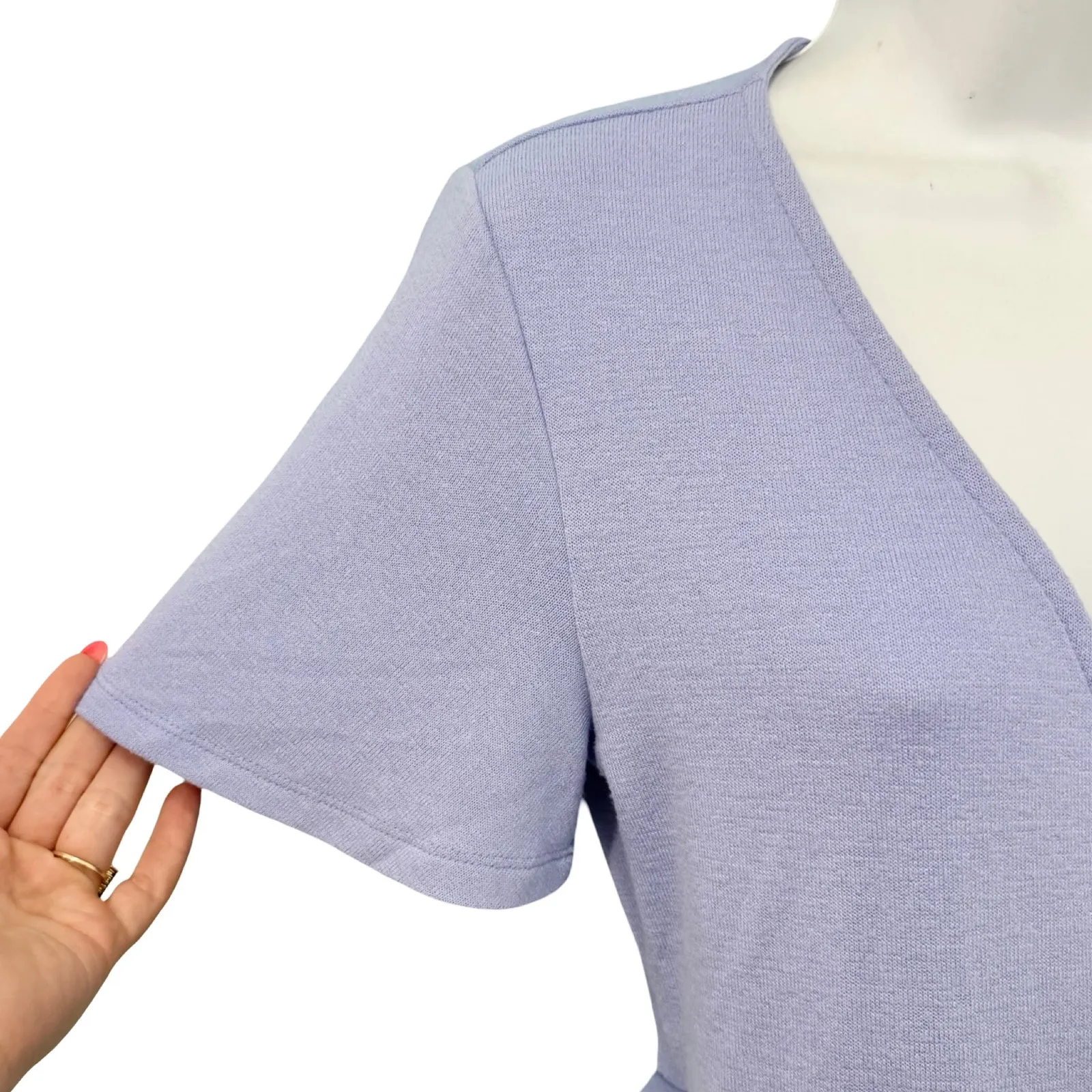 Gap Lilac Lavender Purple Flutter Sleeve Knit Wrap Top size XS NEW Tags - Image 3