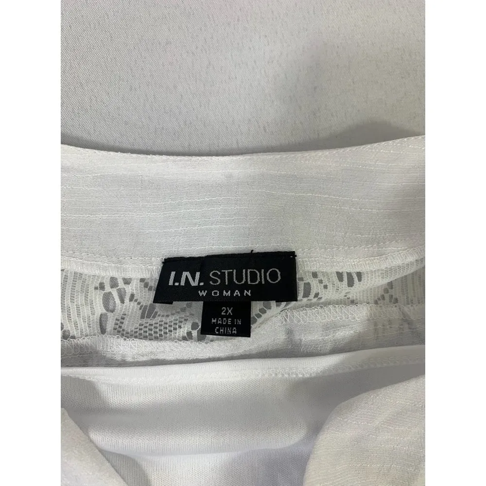 IN Studio Women's White Blouse Size 2X - Image 3