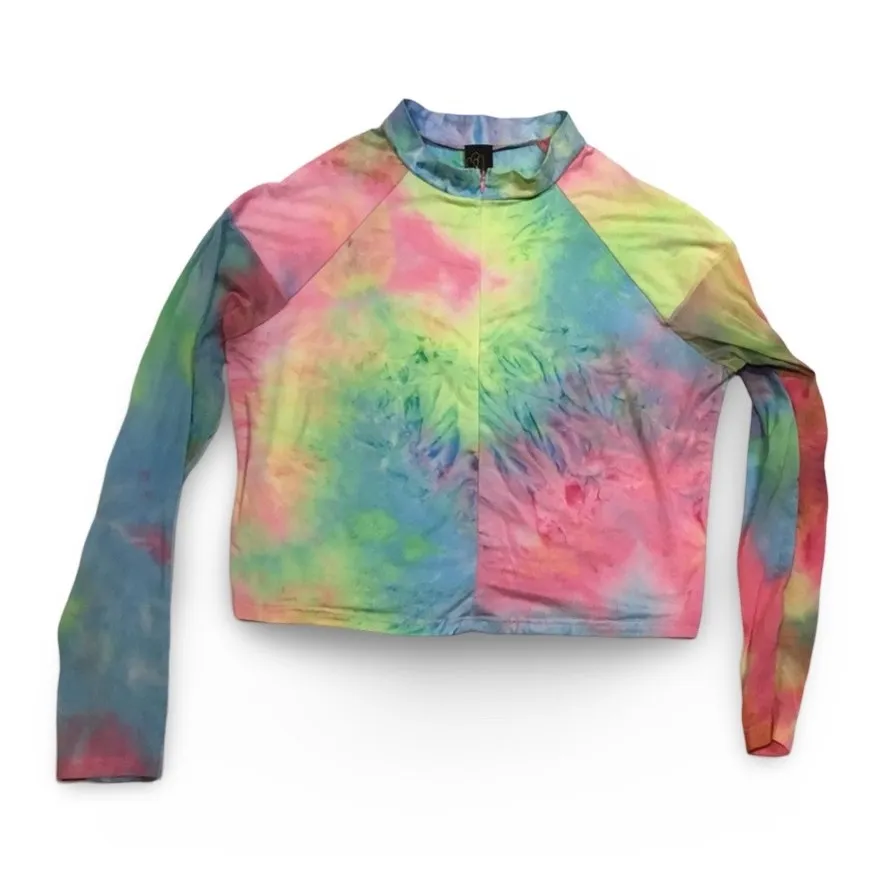 Crop Top with Mesh Sleeves Blue Size 2X - Image 4