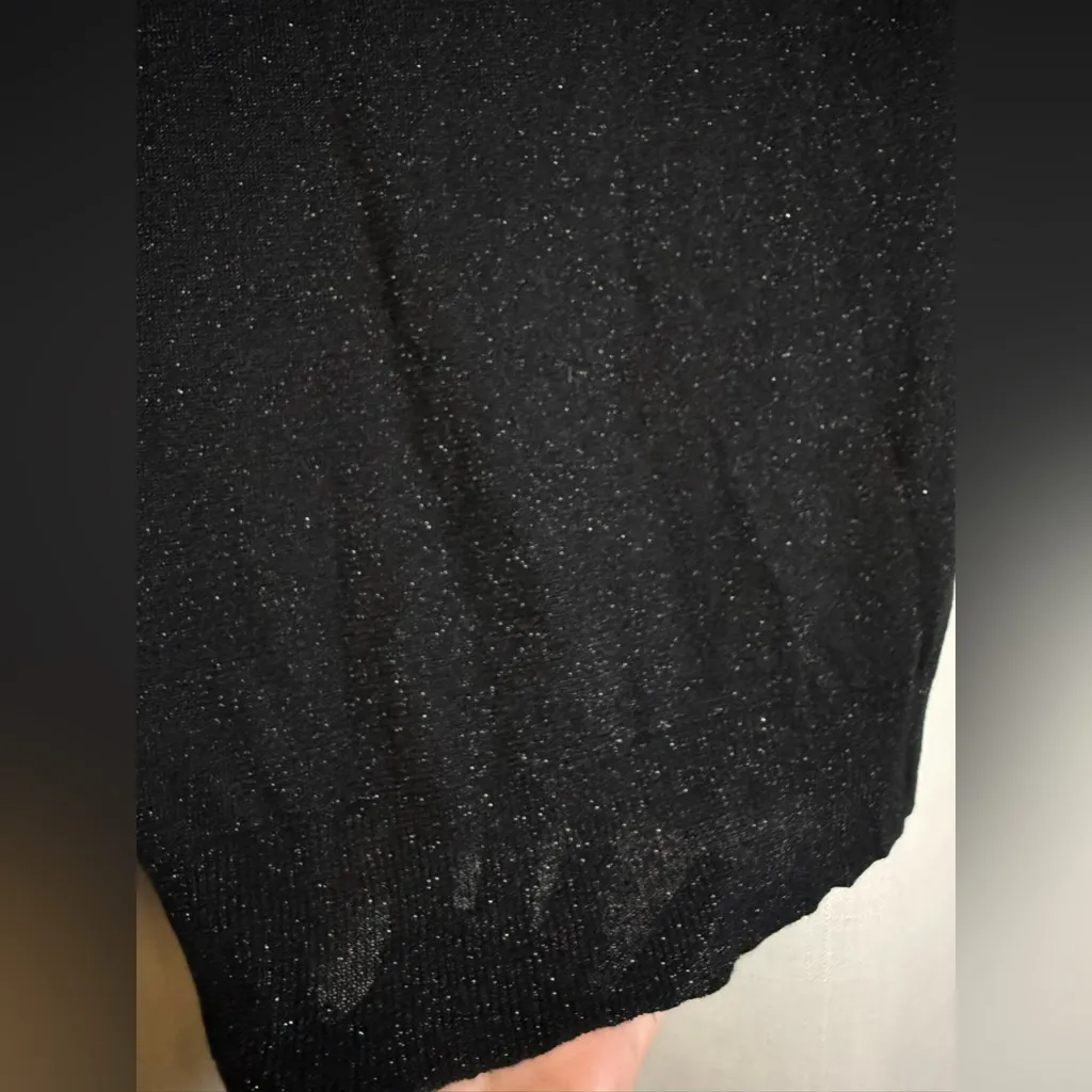 Zara Knit Black Sparkly Silver Tassel Beaded Embellished Long Sleeve Sweater Med - Image 6