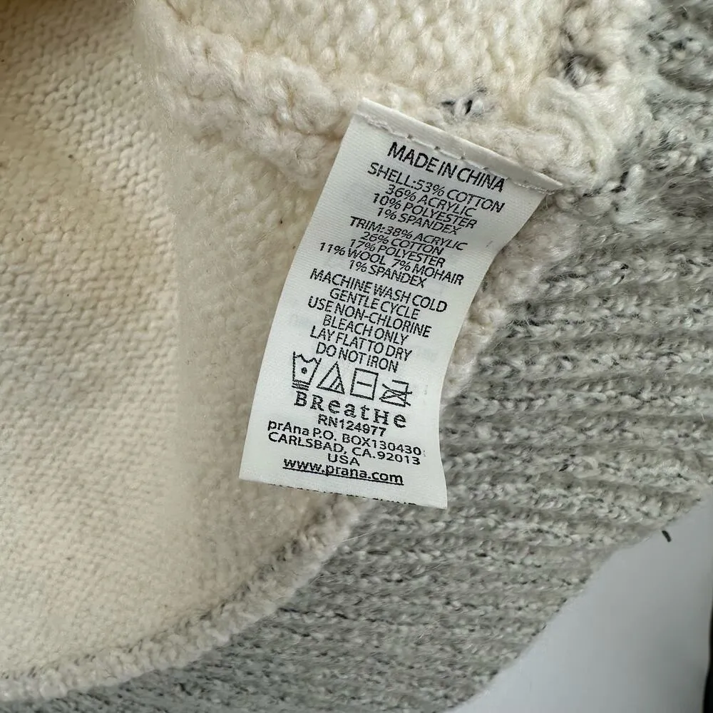 Prana Size XS Sweater Cream Gray Tight Knit Long Duster 2 Button Cardigan Casual - Image 5