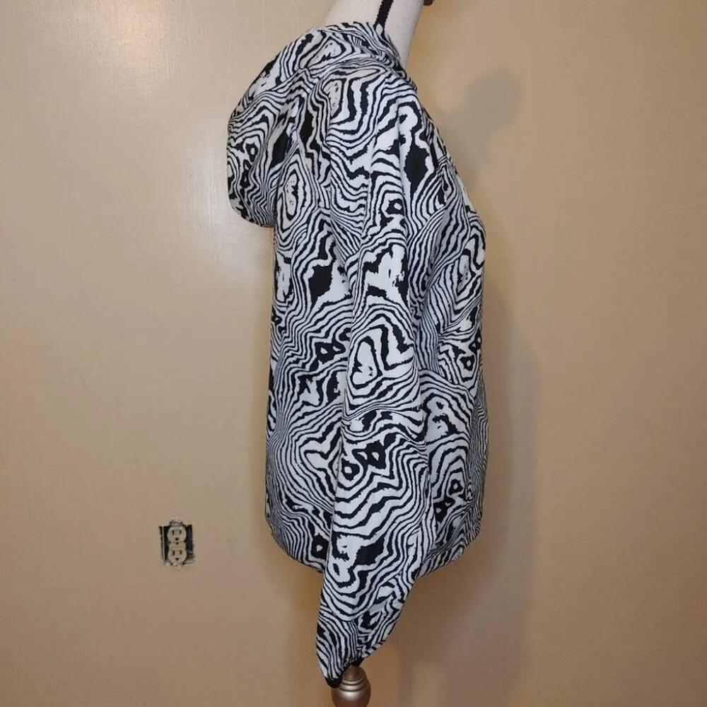 FILA Sport White Black Neon Coral Zebra Print Thin Long Sleeve Jacket Size XS - Image 8