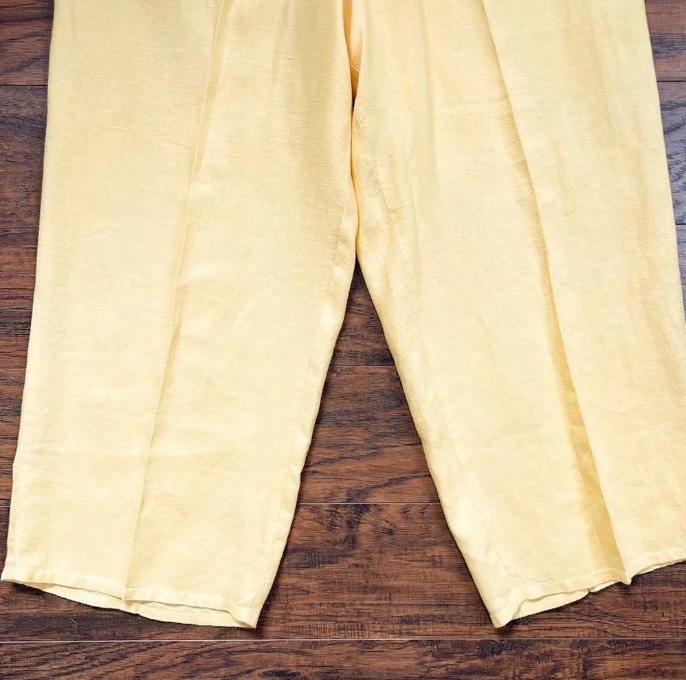 FLAX • Classic Floods Pants yellow 100% linen lagen look wide leg loose pull on - Image 6