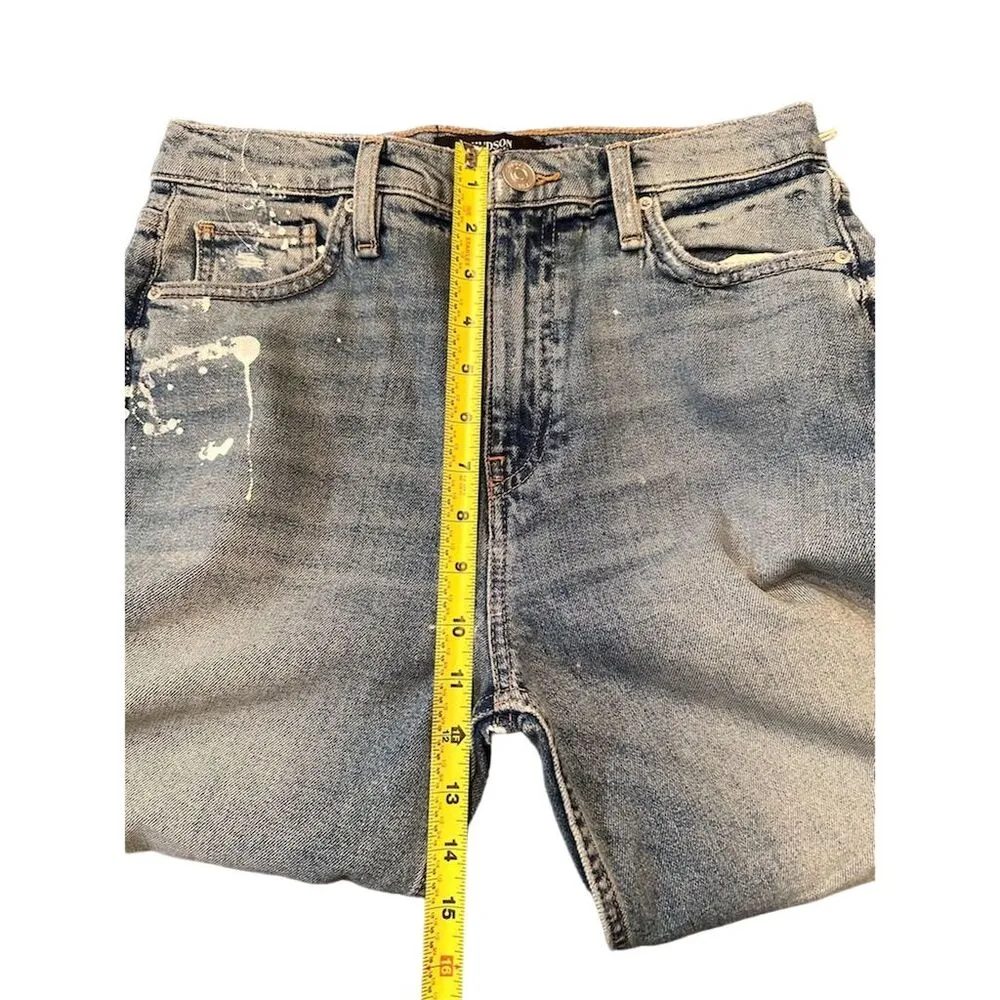 Hudson Remi Straight Ankle Women's Jeans Size 28 Blue Paint Splatter Distressed - Image 5