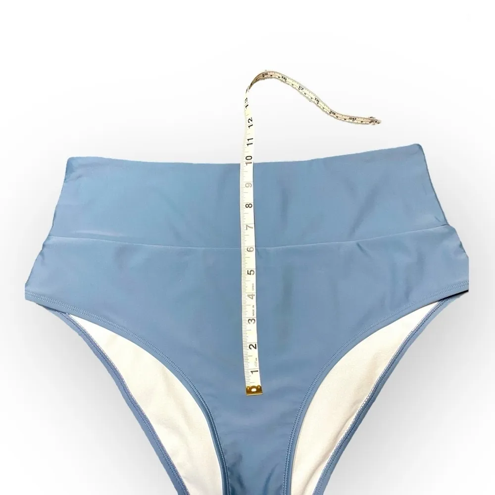 Cupshe Sapphire Blue High-Waisted Bikini Bottoms Womens Swimsuit Bottom Size XL - Image 3