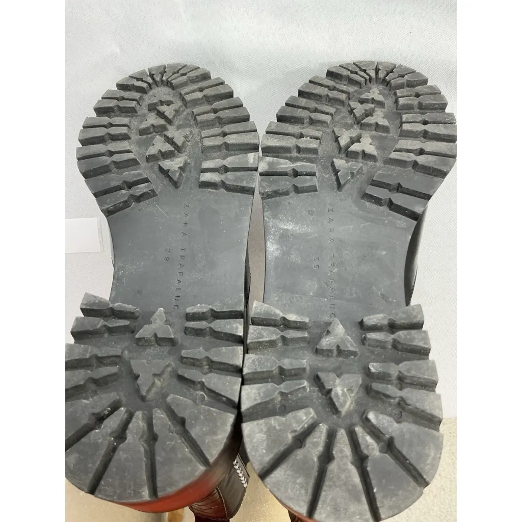 ZARA Womans  Trafaluc Pull On Ankle Boots 8.5/9 Black Stud Accents Chunky Heel - Image 8