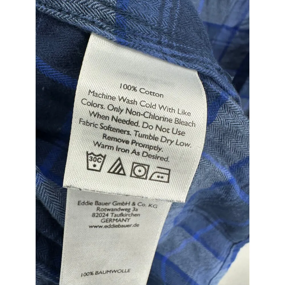 Eddie Bauer Shirt Women XS Blue Plaid Long Sleeve Button Front 100% Cotton - Image 5