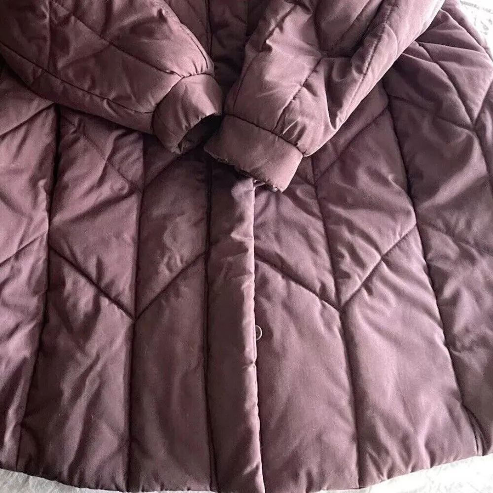 Vintage Saxton Hall Women’s Purple Quilted Warm Midi Jacket Puffy Coat Size M Size M - Image 3