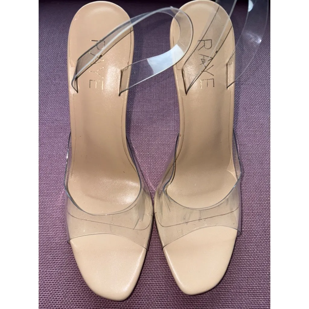 RAYE Candy High Heels in Nude 6.5 Womens Lucite PVC Sandals - Image 6