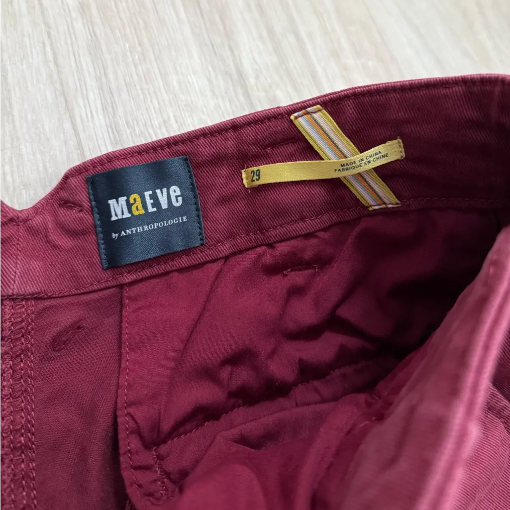 Anthropologie Maeve Wide Baggy High Rise Button Fly Jeans | Burgundy Red | 29 - Image 7