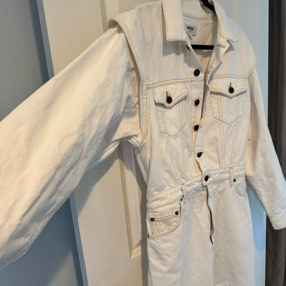 Agolde Reyna Porcelain White Denim Dress | Size 8 - Image 4
