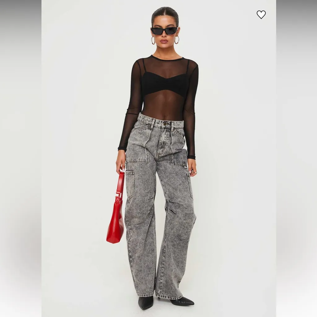 Princess Polly Size 6 Long Sleeve Sheer Mesh Bodysuit Black Baddie Going Out Top - Image 6