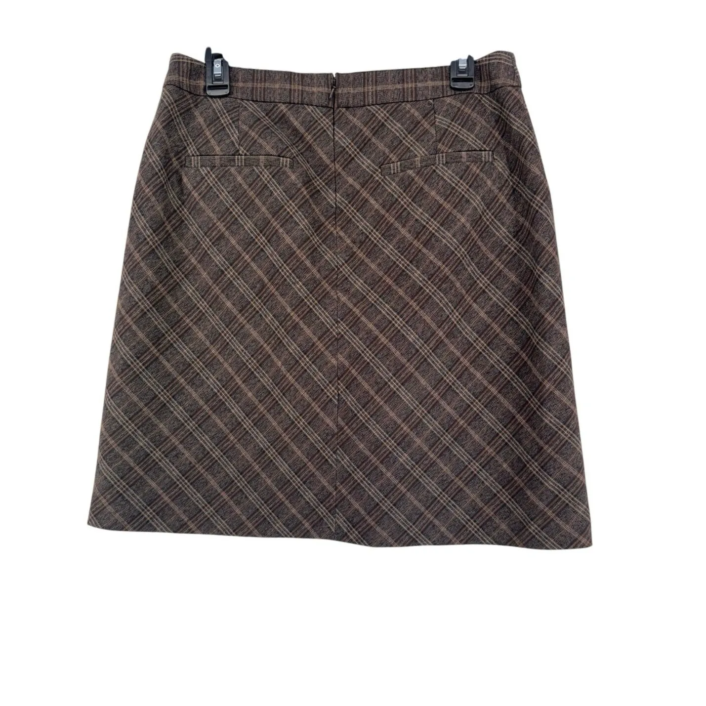 Nine West Plaid A-Line Skirt Brown Check Wool Blend Preppy Office Wear sz 10 - Image 5