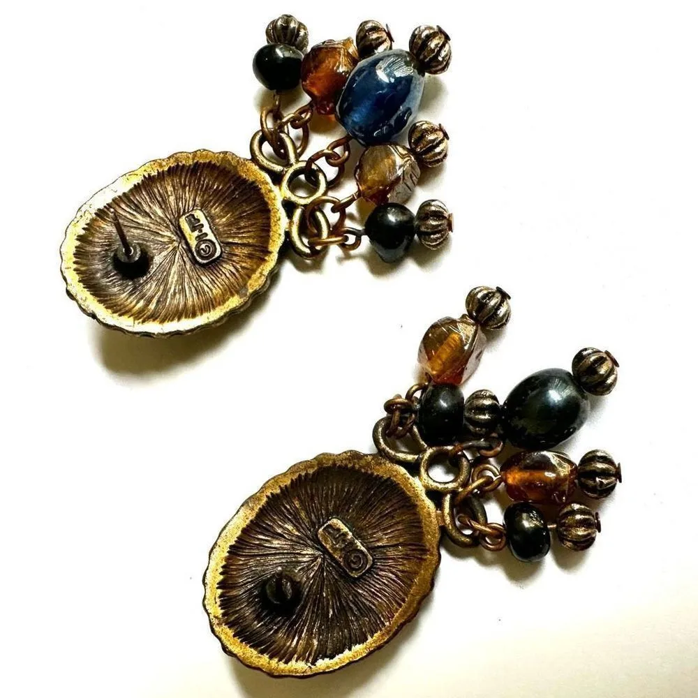 brass tone beaded earrings - Image 4