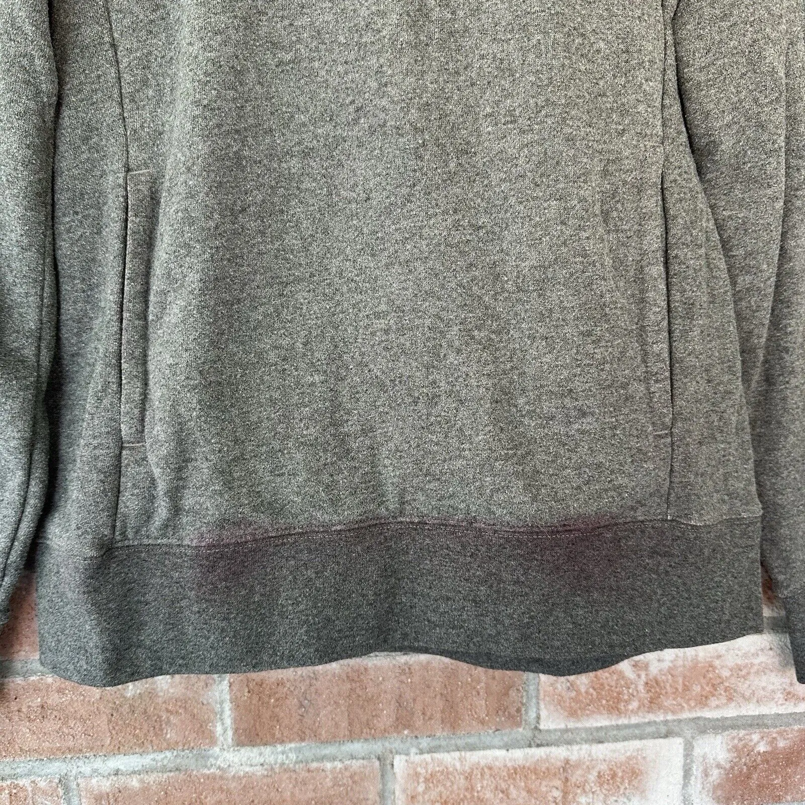 North Face Logo Hoodie Sweatshirt Gray Maroon Women’s Medium - Image 2