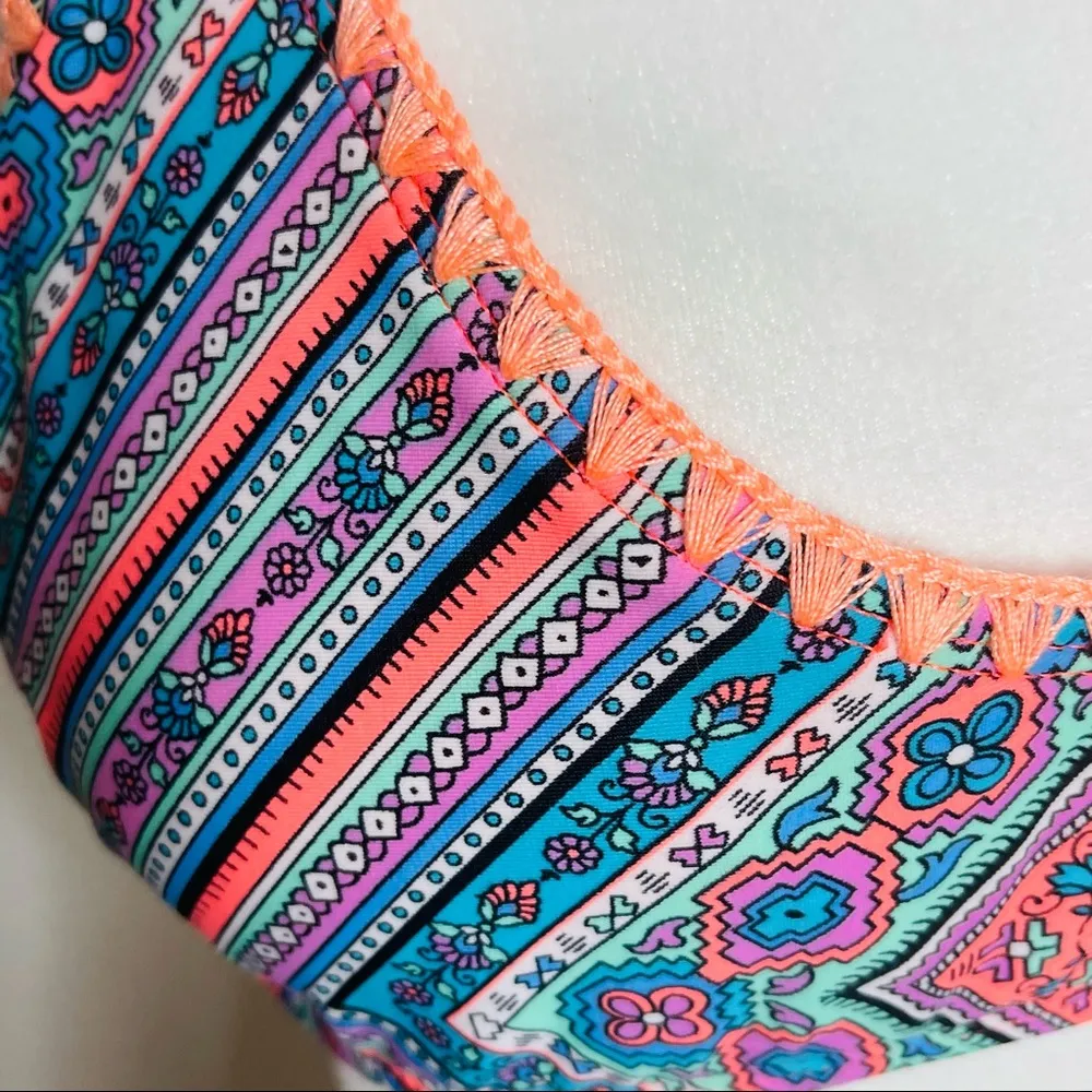 Swimsuit Top only bright colors cross ties in back - Image 2