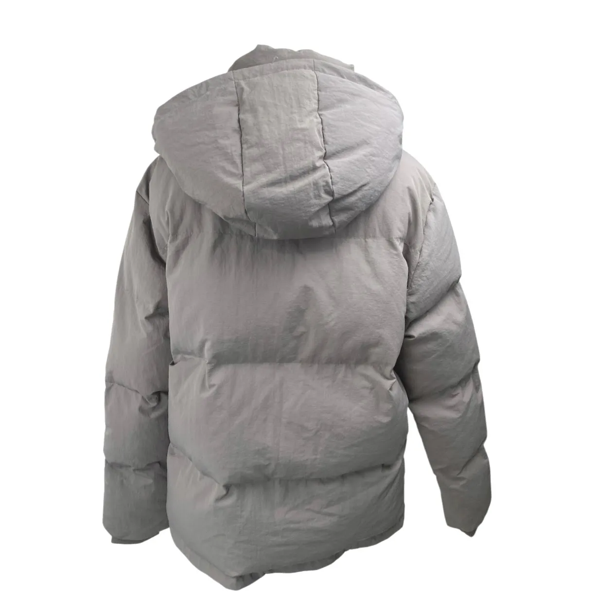 Manier De Voir Women's Gray Tan Full Zip Hoodie Hooded Puffer Coat Jacket Size L - Image 2