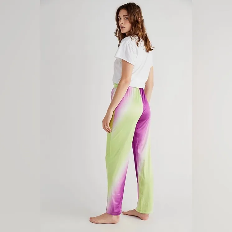 Free People x Hosbjerg Cisalo Purple Lime Green Lounge Pants XL - Image 2