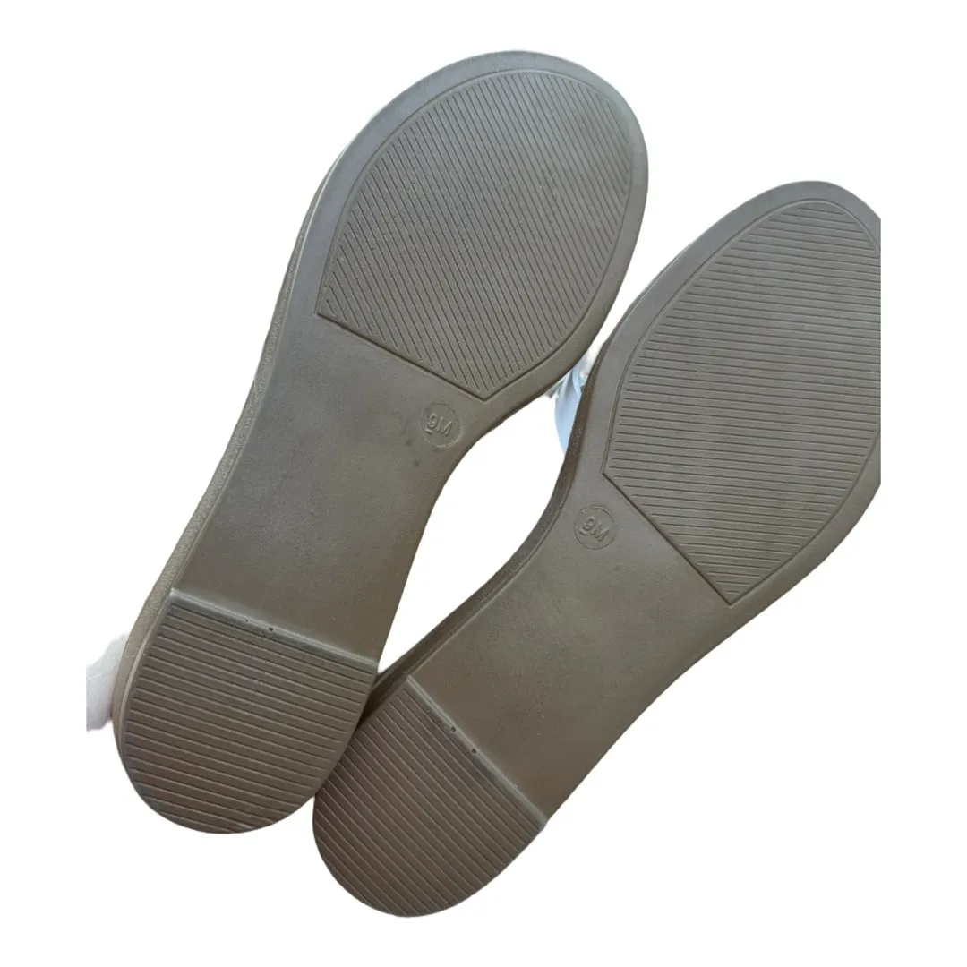 Maui Island Slide on White Brown Sandals Size 9 Women's Casual Flat - Image 5