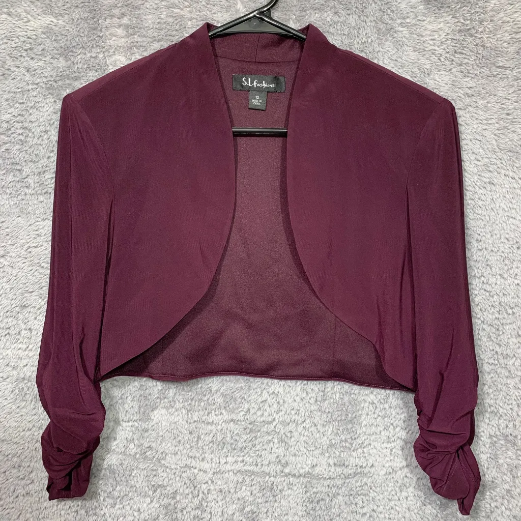 SL Fashions Women’s Size 12 Purple Tiered Ruffle Cocktail Dress with Bolero Jack - Image 13