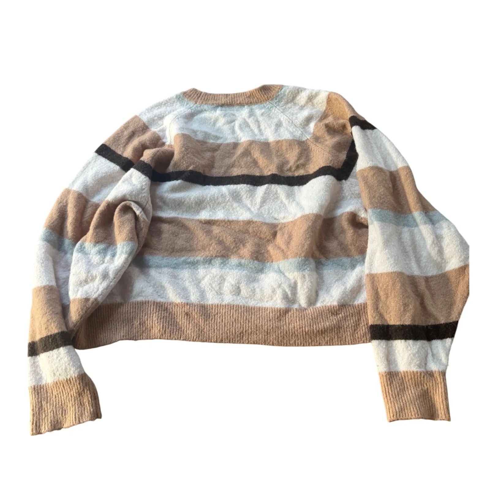 Urban Outfitters Striped Knit Sweater Women's Small Crew Neck Long Sleeve Beige - Image 2