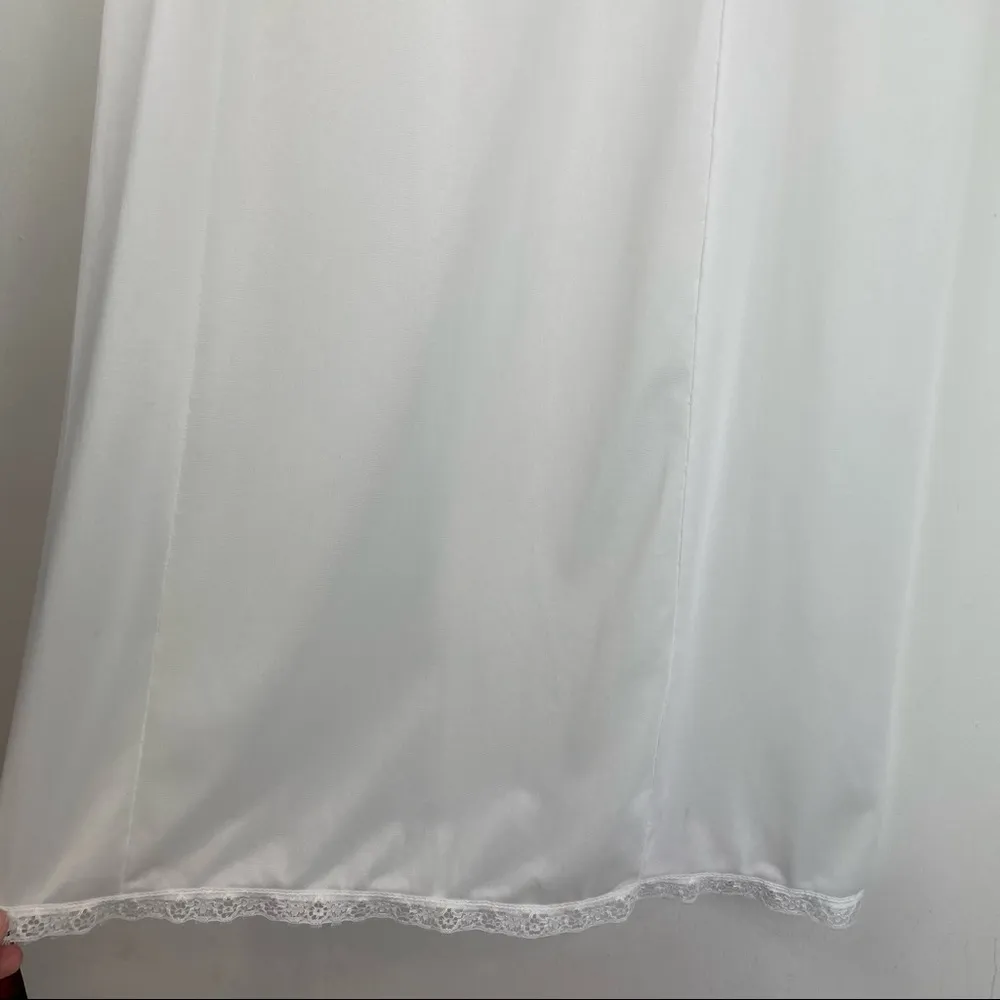 Vintage Union Made Wonder Maid Non Cling Slip Dress White Lace Nylon Sz 32 Small - Image 9