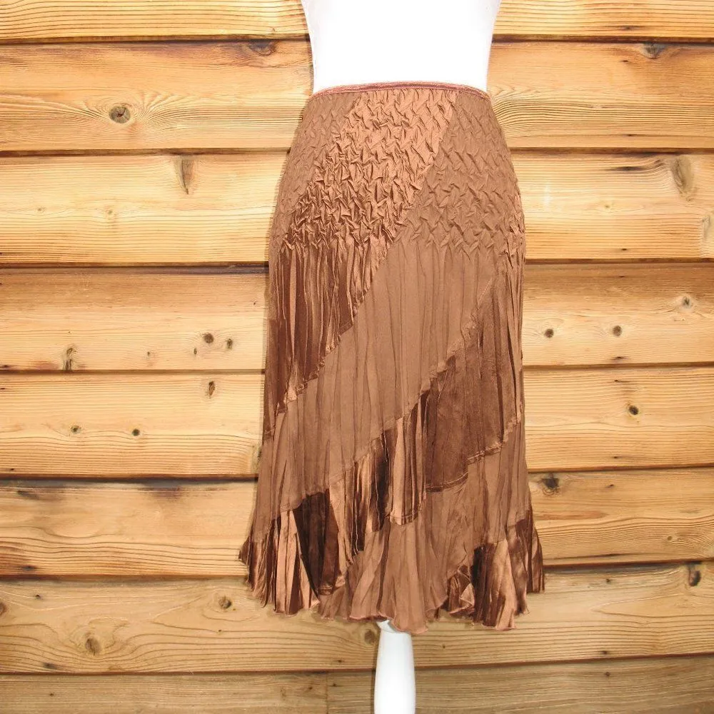 Vintage Brown Satin Skirt Brown - Image 4