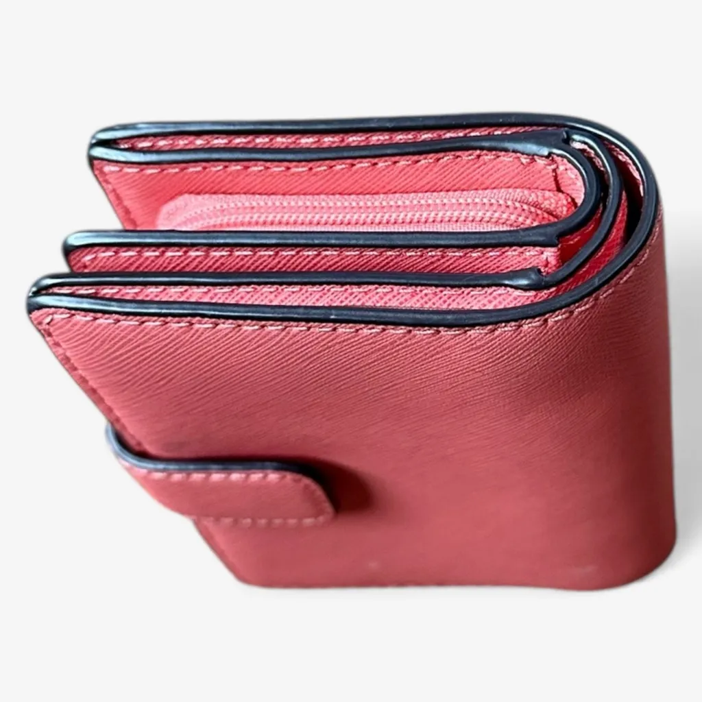 Michael Kors Medium Crossgrain Leather Wallet - Coral - Image 3