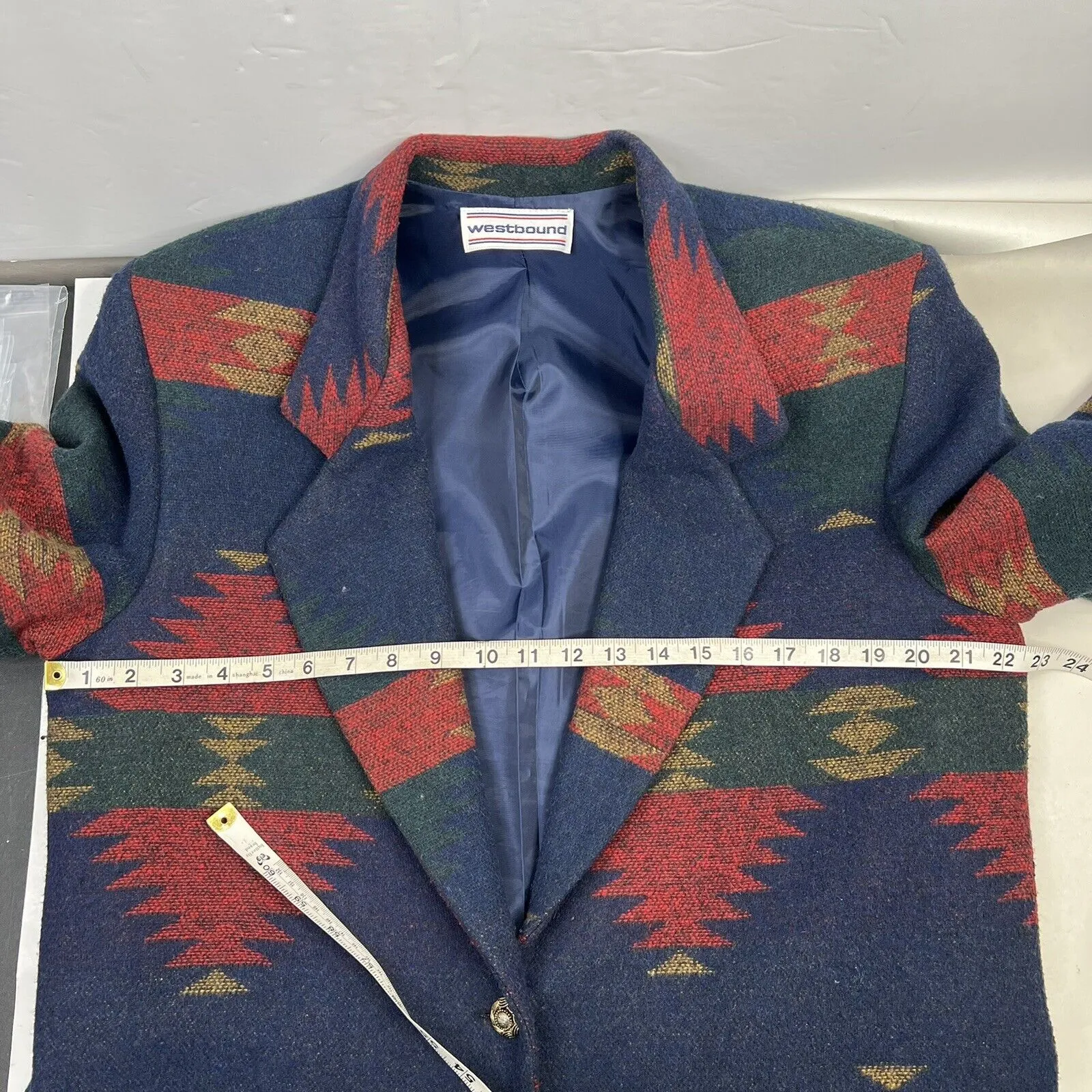 Vtg Westbound Sz L ? Blazer Jacket Southwest Aztec Print Pattern Single Button Size L - Image 8
