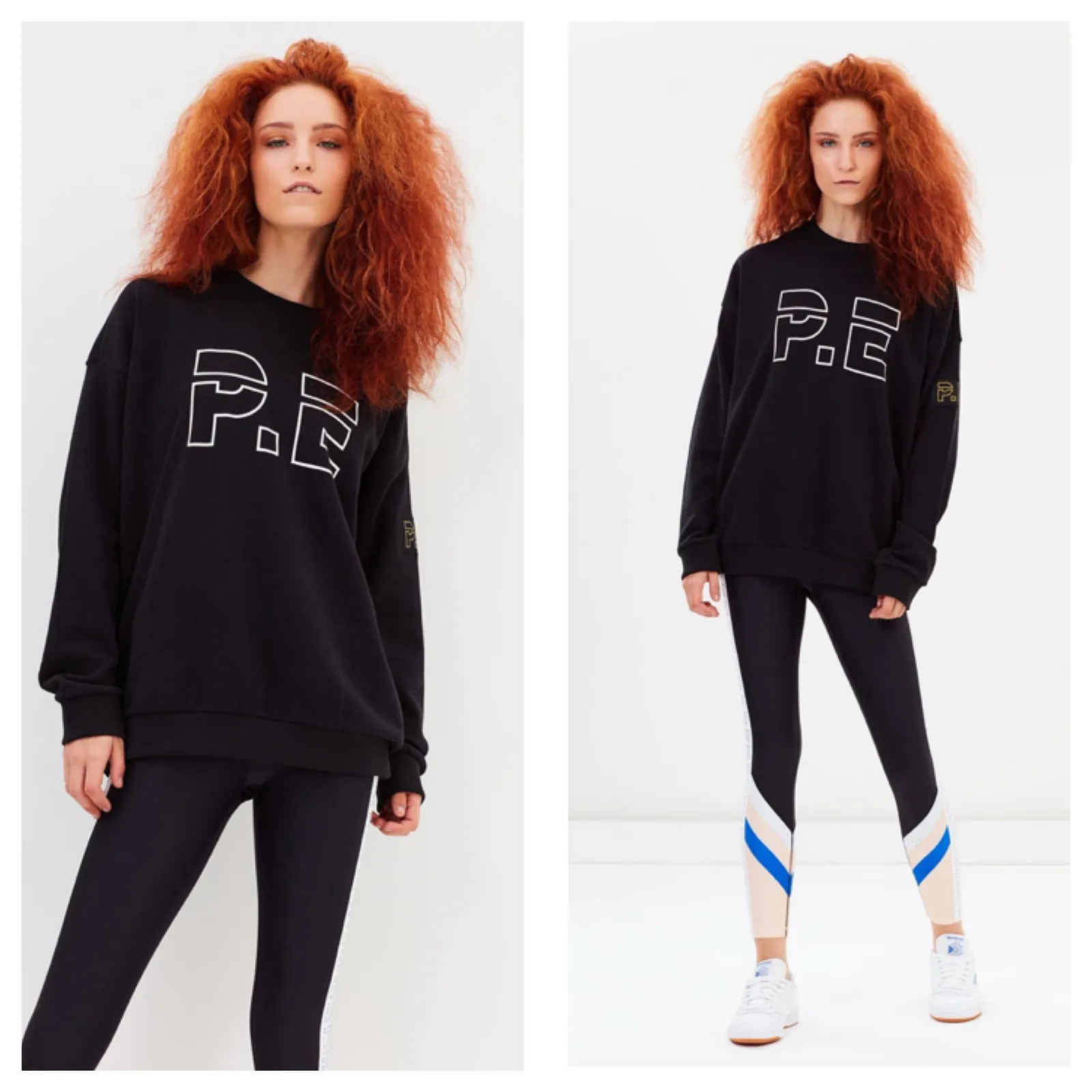 P.E. Nation Heads Up Sweatshirt Size XS Black Oversized Logo Pullover Crewneck - Image 2