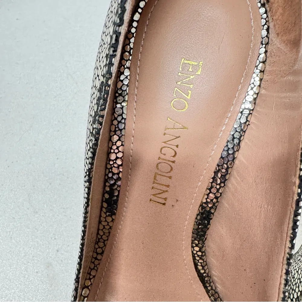 Enzo Angiolini Silver Leather Sparkle Stiletto Heels Women’s 5 Party Shoes Glitz - Image 3