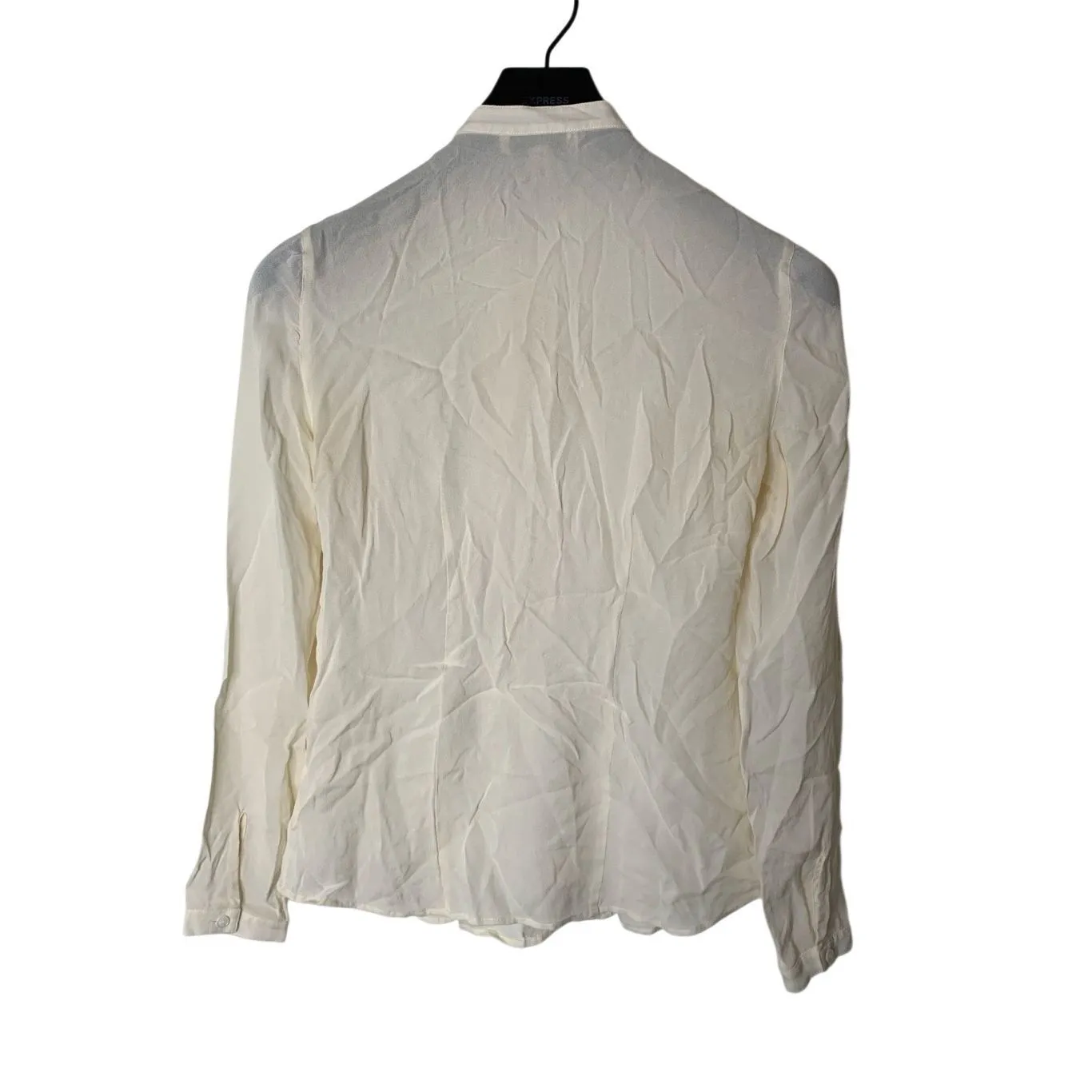 Burberry silk blouse pussybow necktie cream white women's size 4 - Image 2