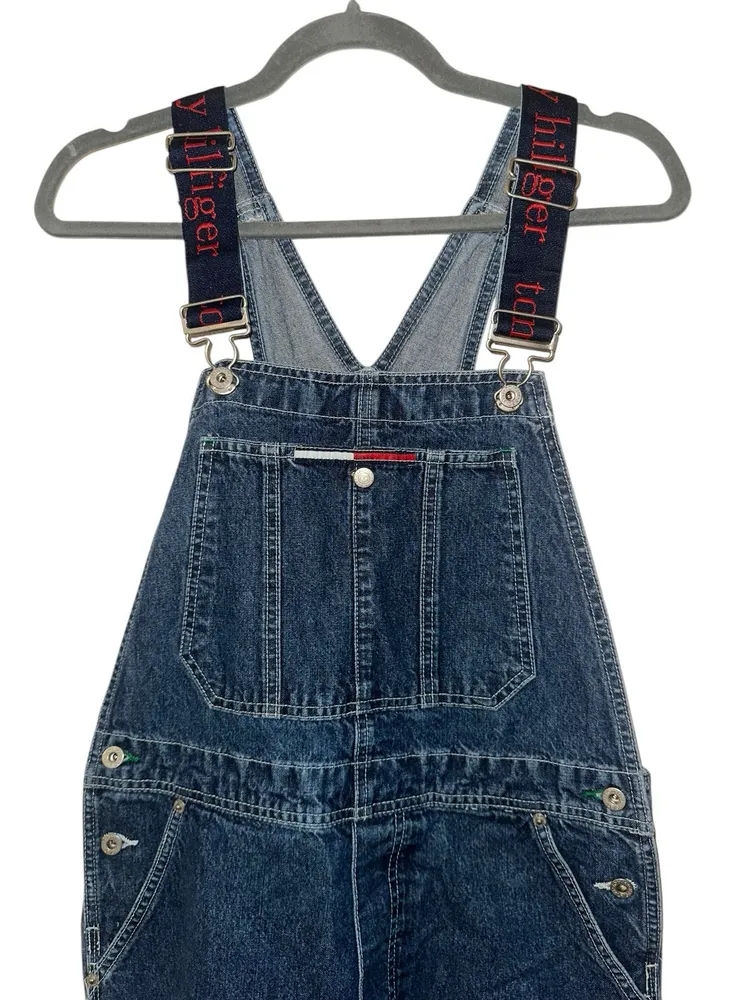 Vintage Classic Y2K 90s Tommy Hilfiger Jean Denim Bib Overalls Women’s Small - Image 2