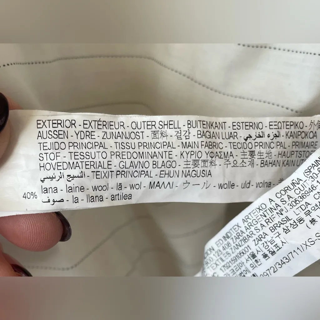 Zara oversized patchwork bomber style jacket, wool, linen blend; size XS - S - Image 9