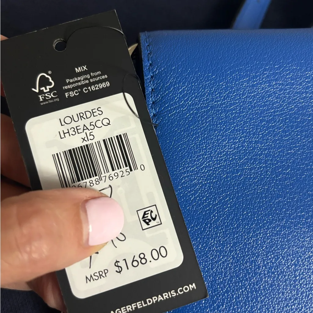 Karl Lagerfeld Paris Lourdes  Blue Crossbody Bag with wristlet strap - Image 3