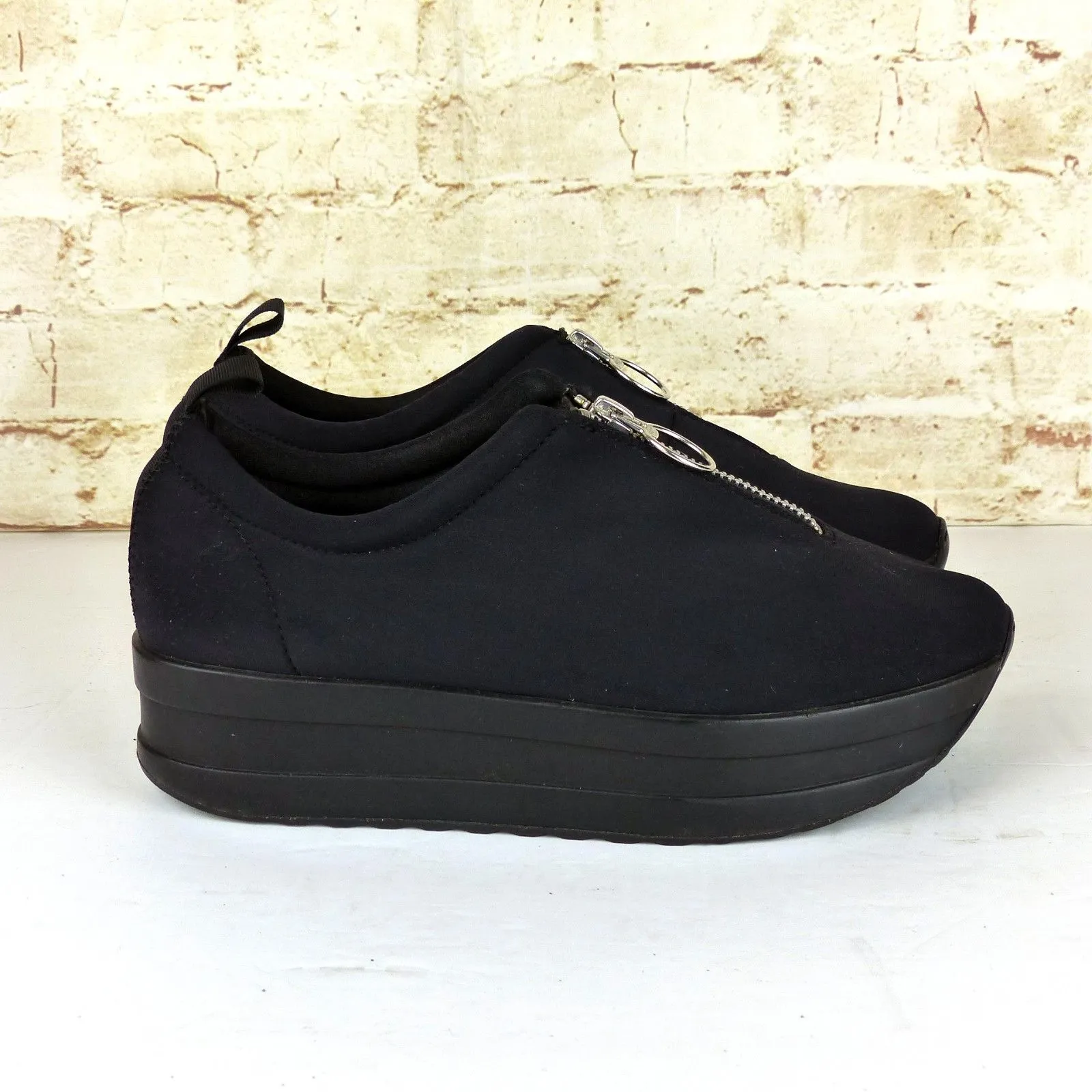 Vagabond Platform Sneakers Womens 38 8 Black Neoprene Casey Sister Zip Techwear - Image 3