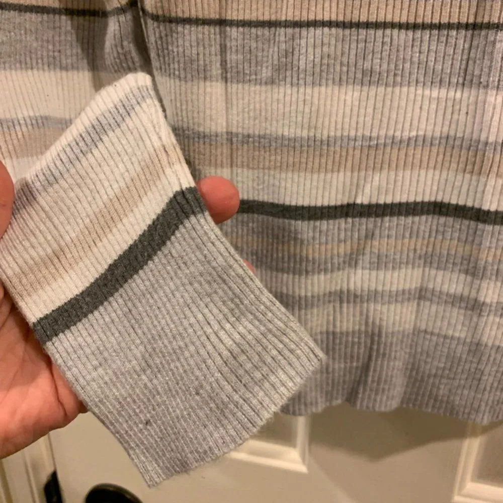 Calvin Klein Stripped Neutral Color Light Knit Sweater - Image 6