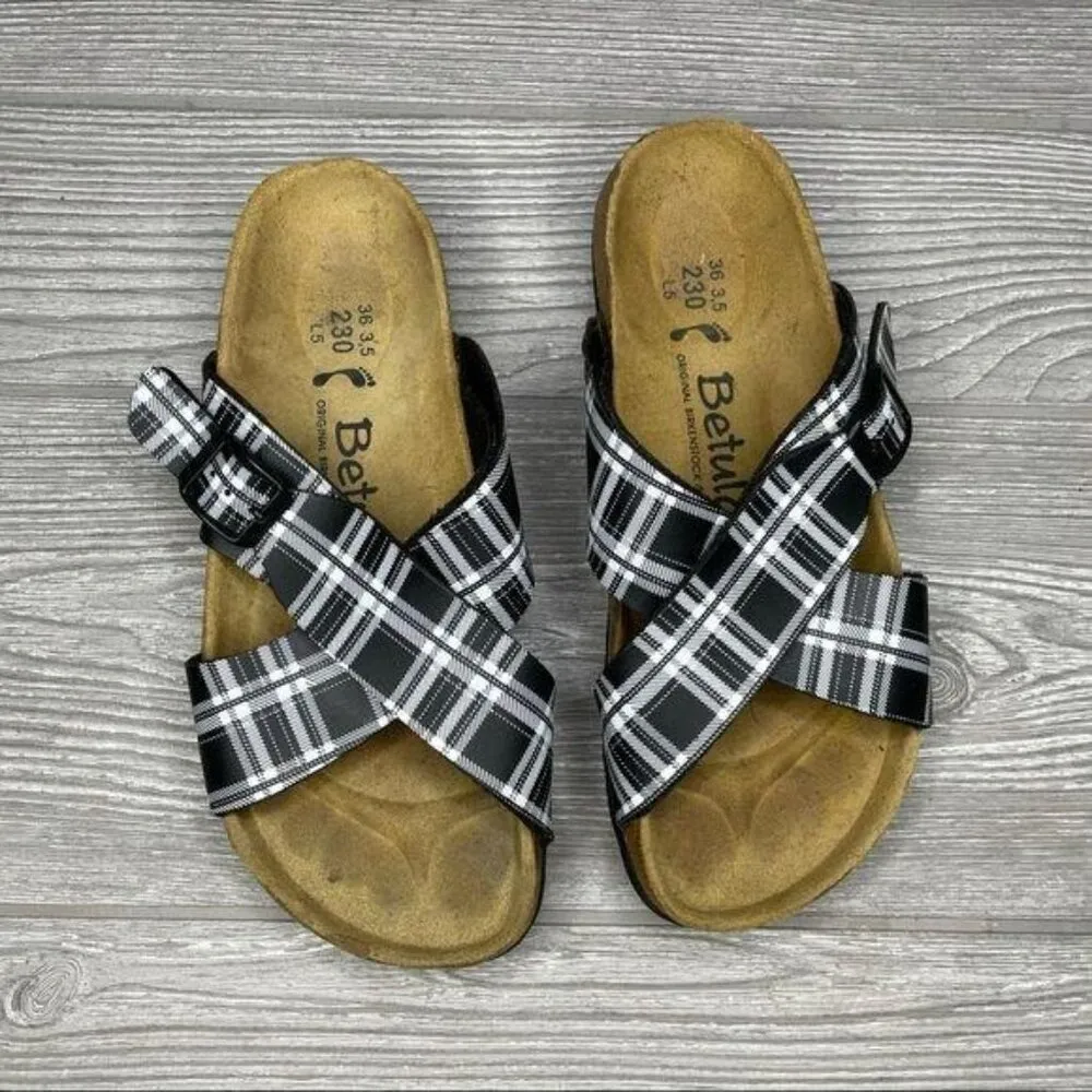 Vintage Betula birkenstock sandal shoes plaid size 5.5 summer - Image 3