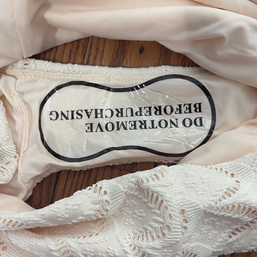 Andie Bikini Set Cabarete Top Super High Waisted Bottom Gardenia Lace size Small - Image 4